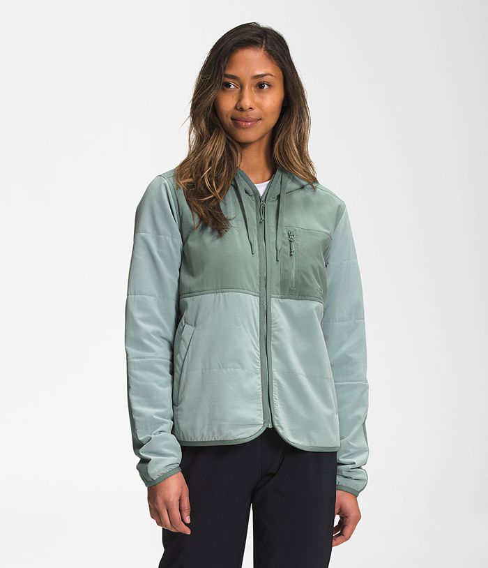 The North Face Puffer Jacket Mountain Sweatshirt Hoodie Silver Blue - Womens - Thailand IENLH-9017